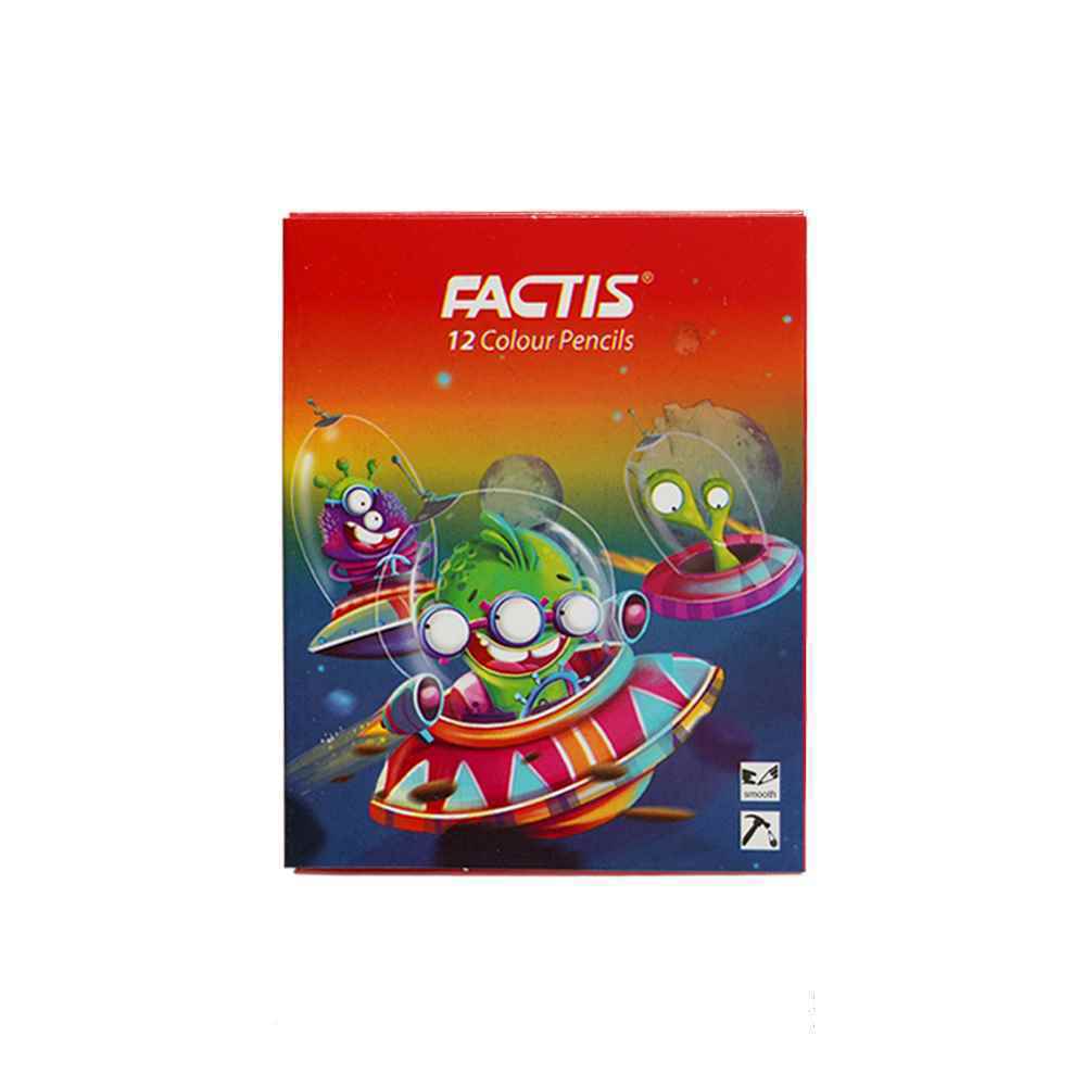 مدادرنگی12رنگ شش گوش جعبه مقوایی کوتاه فکتیس
