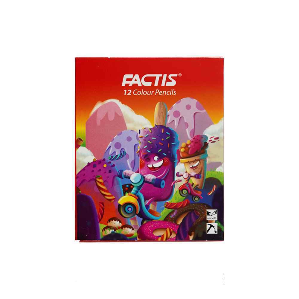 مدادرنگی12رنگ شش گوش جعبه مقوایی کوتاه فکتیس