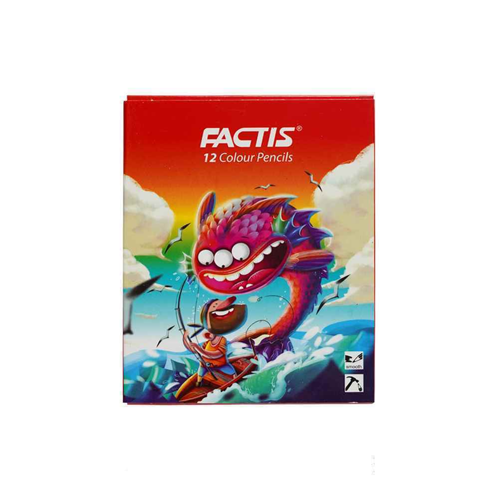 مدادرنگی12رنگ شش گوش جعبه مقوایی کوتاه فکتیس