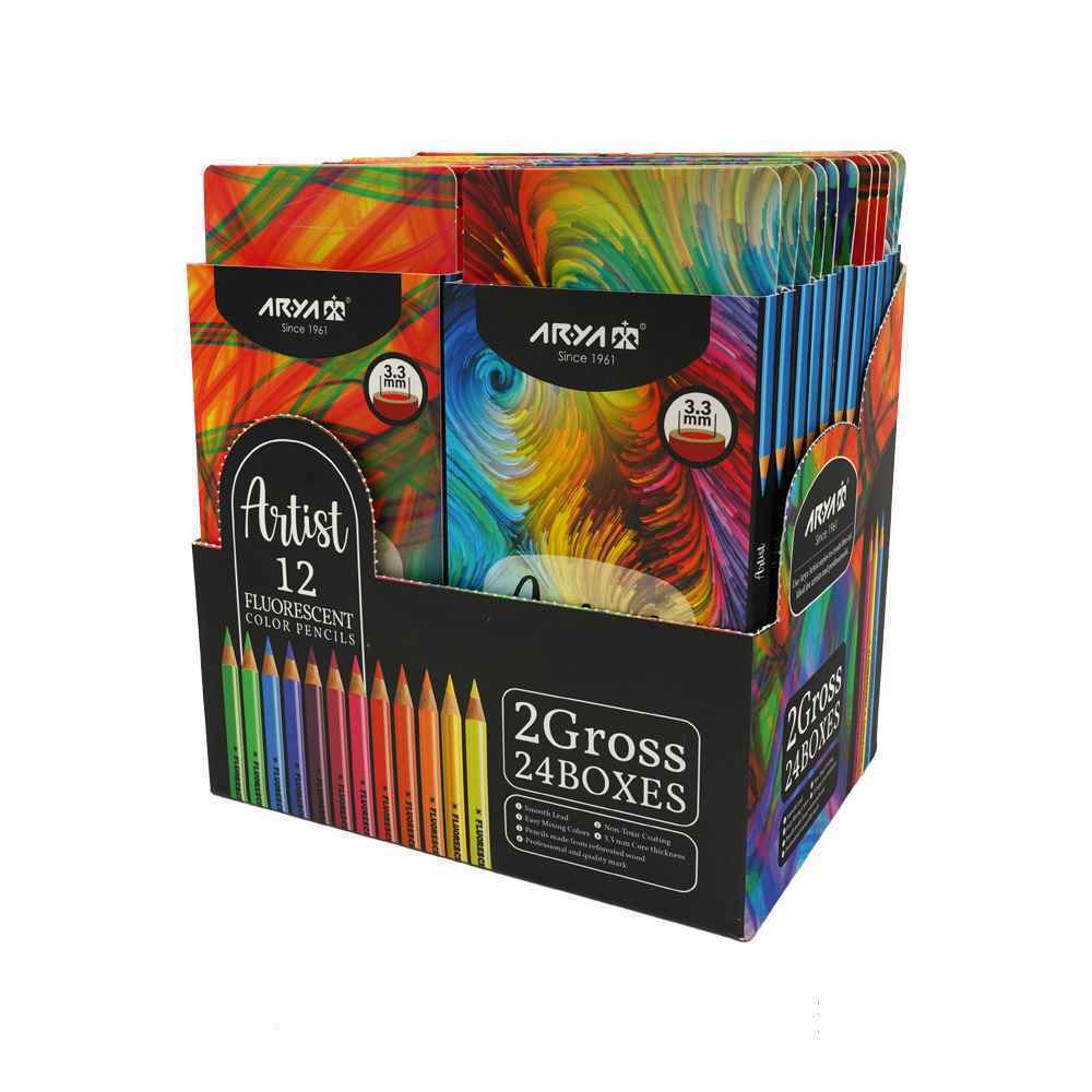 مدادرنگی12رنگ فلورسنت آریا کد361124عددی